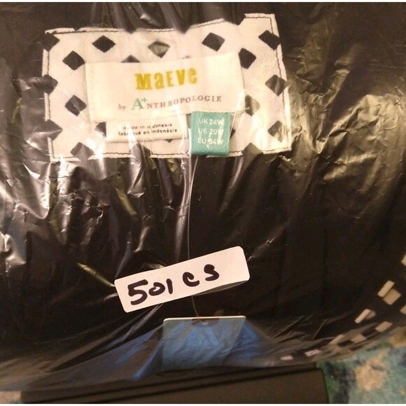 NWT Maeve Anthropologie MOCK WRAP Midi Dress Black White US Plus Size 20W UK 26W - Picture 12 of 12